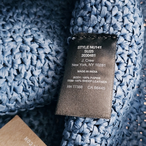 New! Madewell The Camren Straw Bag with Leather Trim in Distant Ocean - Picture 14 of 16